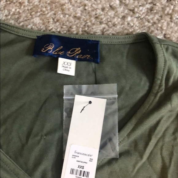 Blue Rain Olive Green Button Down Top NWT XXS - Picture 2 of 4